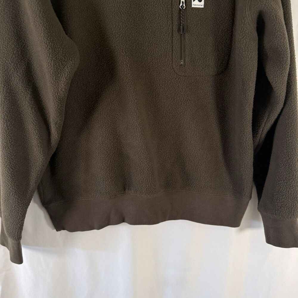 Frank And Oak Fleece Sweater Men's Medium Brown Pocket Zip Long Sleeve - Picture 3 of 9